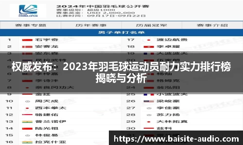 权威发布：2023年羽毛球运动员耐力实力排行榜揭晓与分析