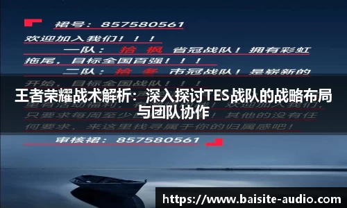 王者荣耀战术解析：深入探讨TES战队的战略布局与团队协作