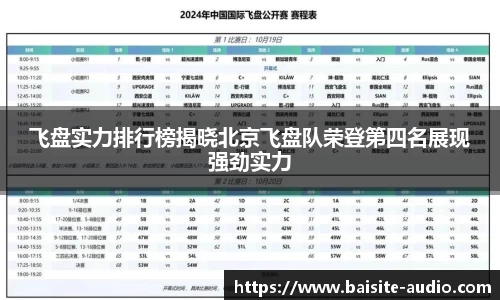 飞盘实力排行榜揭晓北京飞盘队荣登第四名展现强劲实力